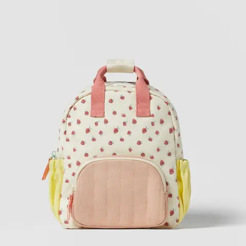 New Cotton Canvas Dopamine Strawberry Multicolor Printing Cute Children
