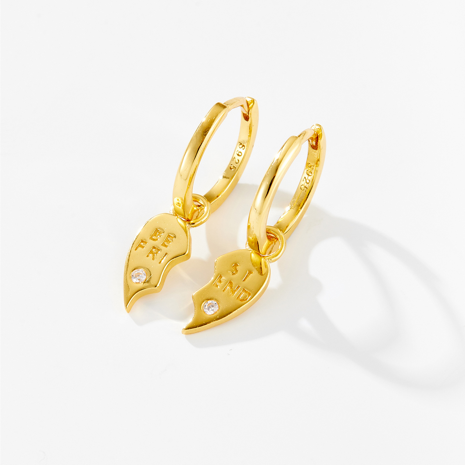 S925 Sterling Silver English Love Heart Earrings