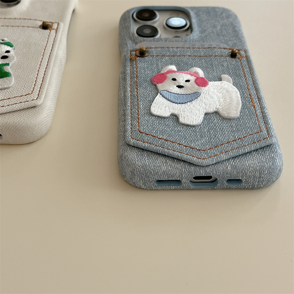 Pocket Card Holder Cartoon Animal Phone Case Niche Solid Color