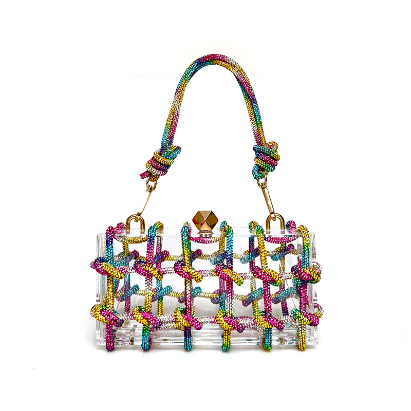 French Sweet Shiny Rhinestone Banquet Small Square Bag — foto 18