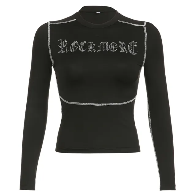 Fashion Letter Fitted Short T shirt Black - Shop at LoveMi