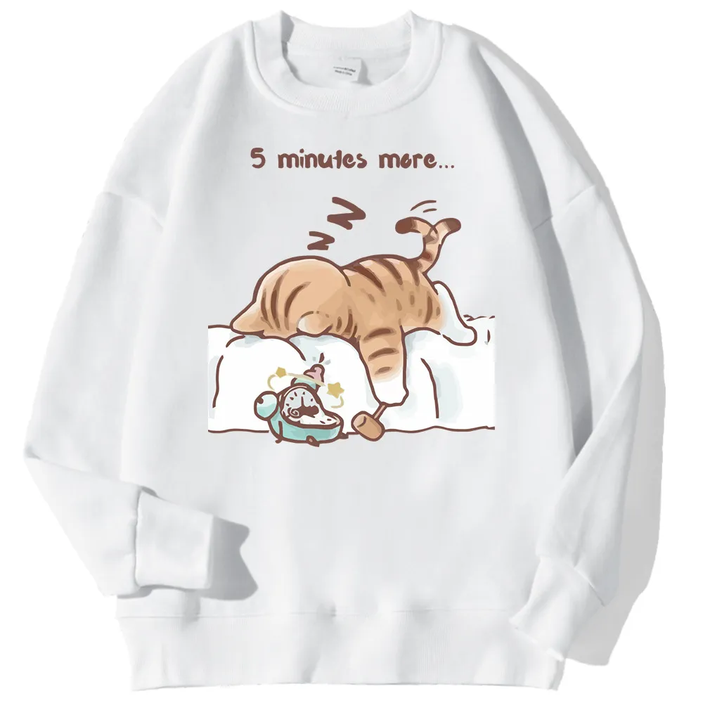 Let Me Sleep For Another Five Minutes Man Sudadera Korean Sweatshirt - White