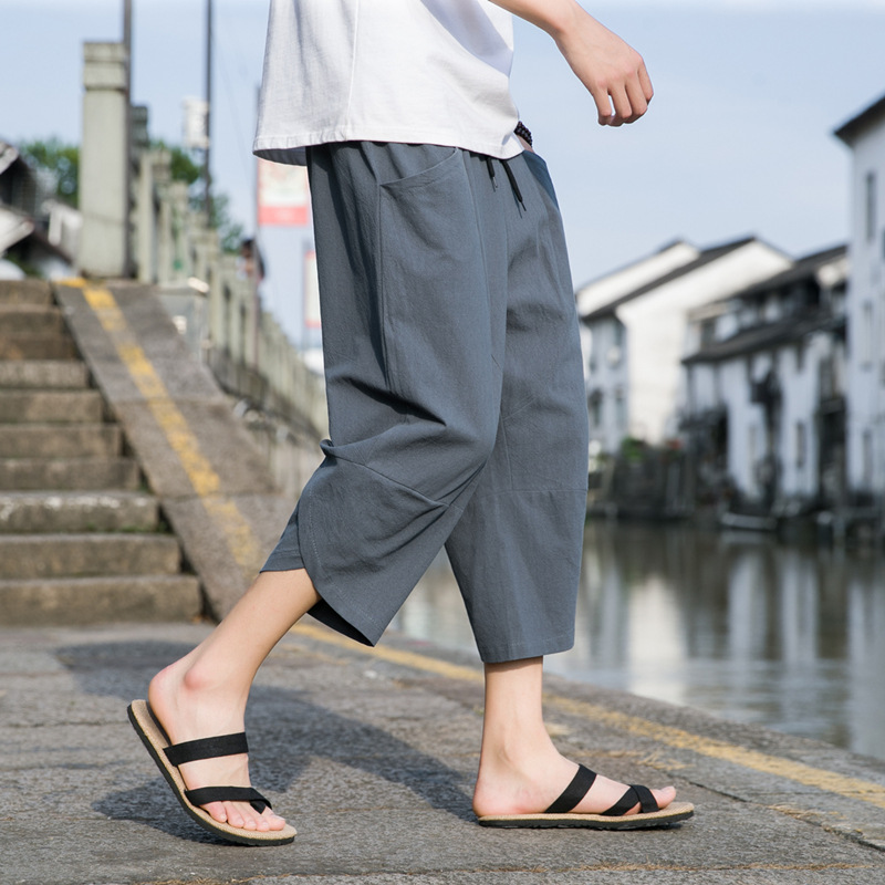 Fashion Men's Thin Beach Linen Casual Pants
