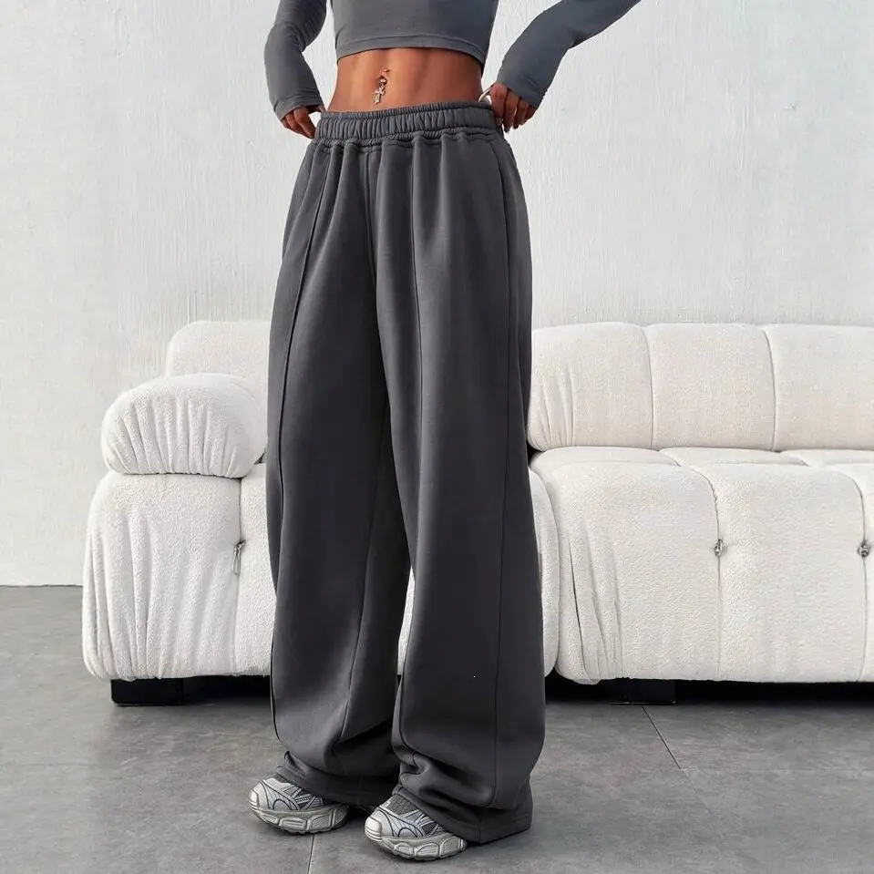 Womens Casual Loose-fit Wide-leg Trousers