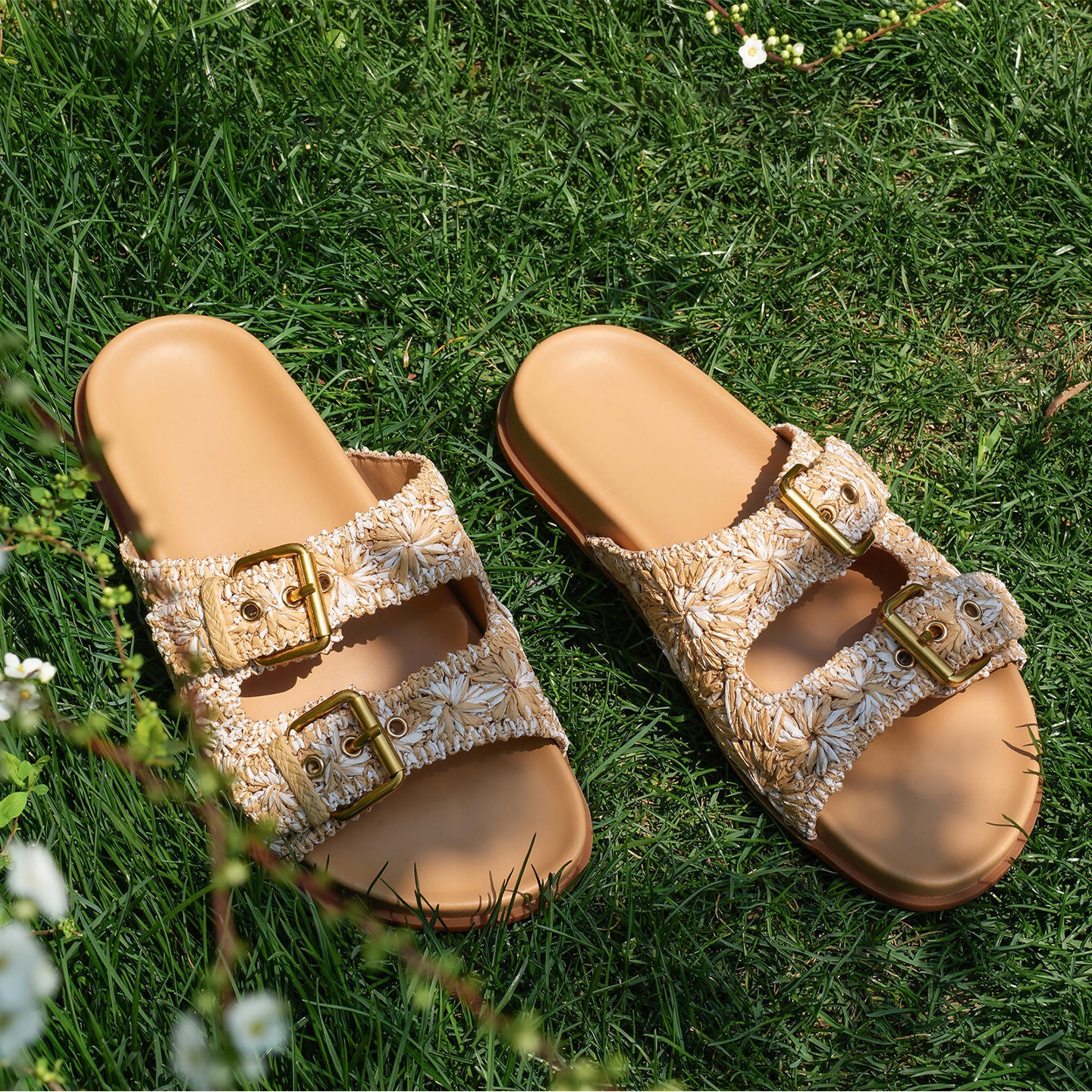 Womens Versatile Thick-soled Straw Flat Shoes