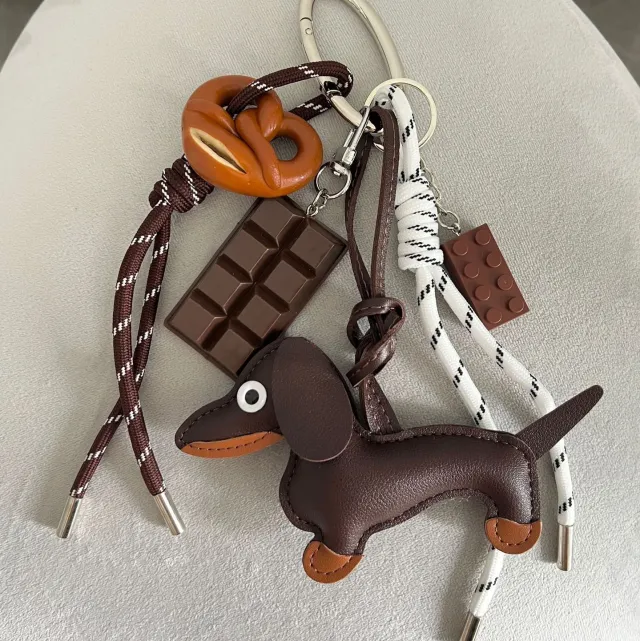 Handbag Pendant Sausage Dog Doll Keychain Sausage Dog Chocolate - Shop at LoveMi