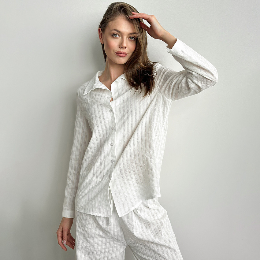 Womens Cotton Silk Loungewear With Long Sleeves And Long Pants Suitable For Both Home And Outdoor Wear