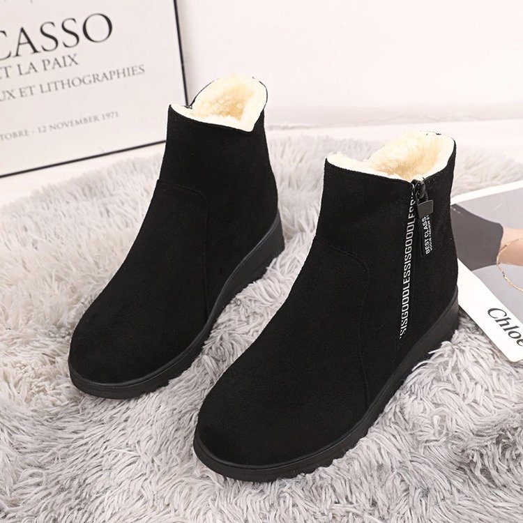 Women's Thick Sole Snow Boots - Warm Fleece Lined Short Ankle Boots Non-Slip Winter Shoes For Mom