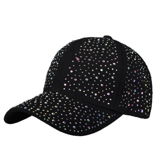 Women's Full Diamond Baseball Cap Outdoor Sun shade Sun Protection Black - Shop at LoveMi