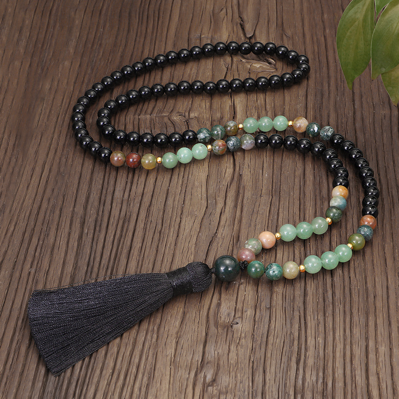 Summer Black Tassel Long Necklace