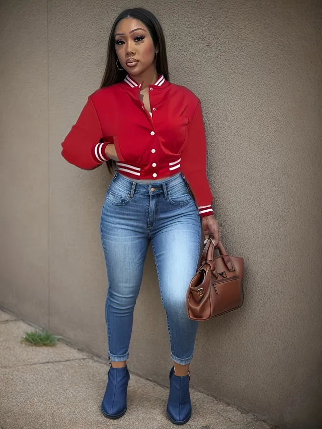 Women's Single breasted Baseball Uniform Sports Coat Jacket Top Bright Red - Shop at LoveMi
