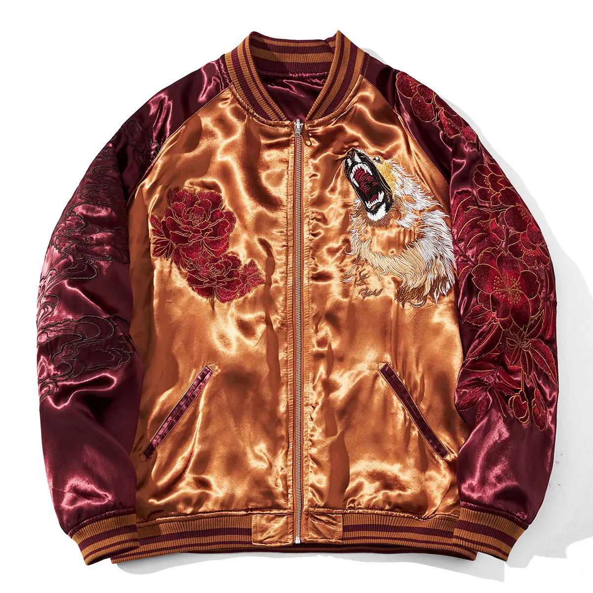 Mens Loose Fit Polyester Embroidered Chinese Style