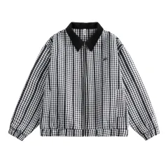 Plaid Loose Jacket European And American High Street Tide Spring And Autumn - Black - View 1