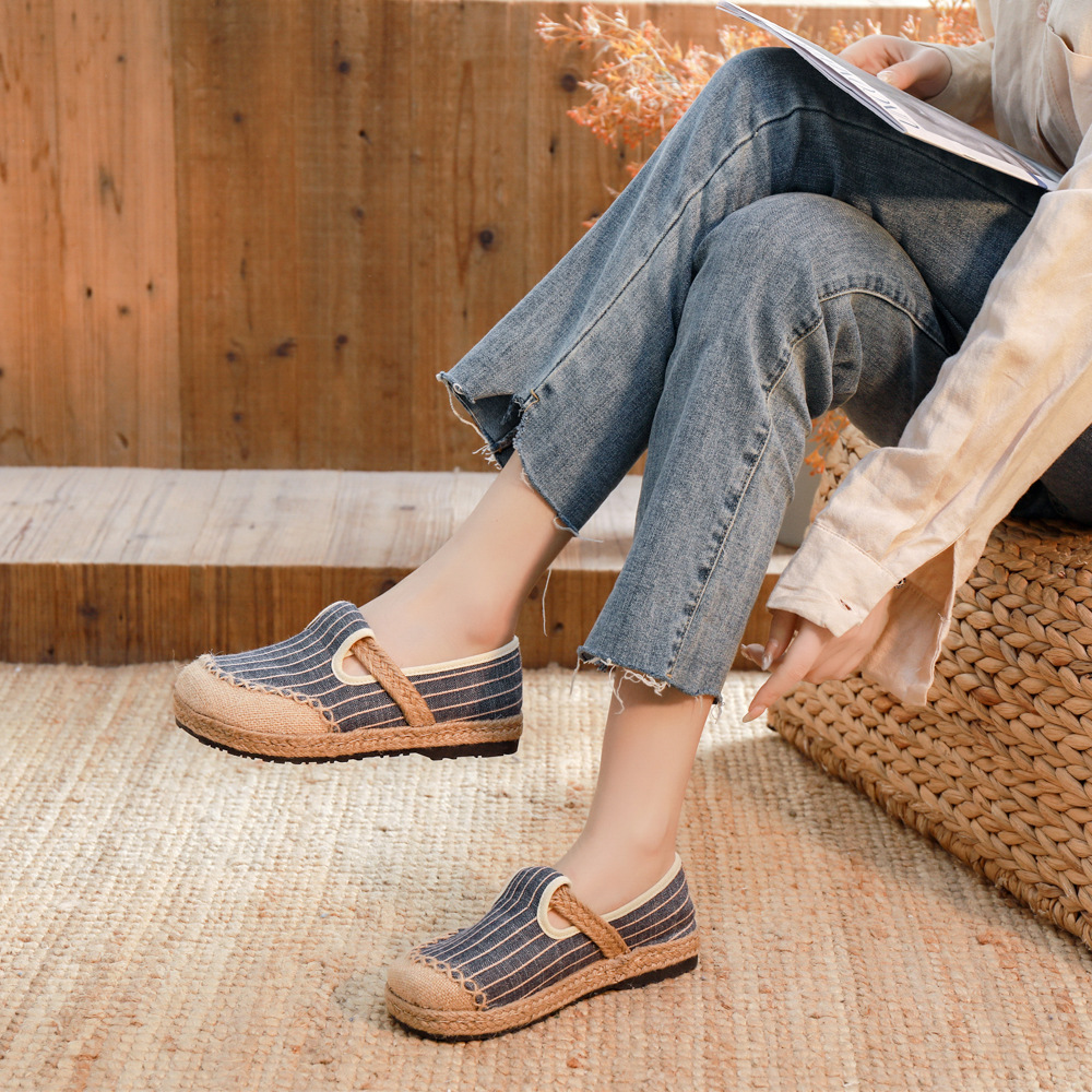 New Linen Shoes Women's Artistic Striped Color Matching — image 12 of 17
