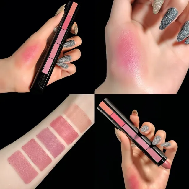 Velvet Matte Lipstick Moisturizing Non fading Five in one Lipstick Combination Set Pink - Shop at LoveMi