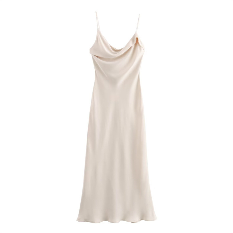 Slim Fit Mid-pleated Suspender Women's Dress