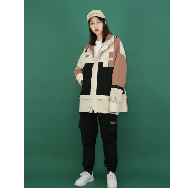 Title 5, Womens Plus Size Hooded New Loose Colorblock J...