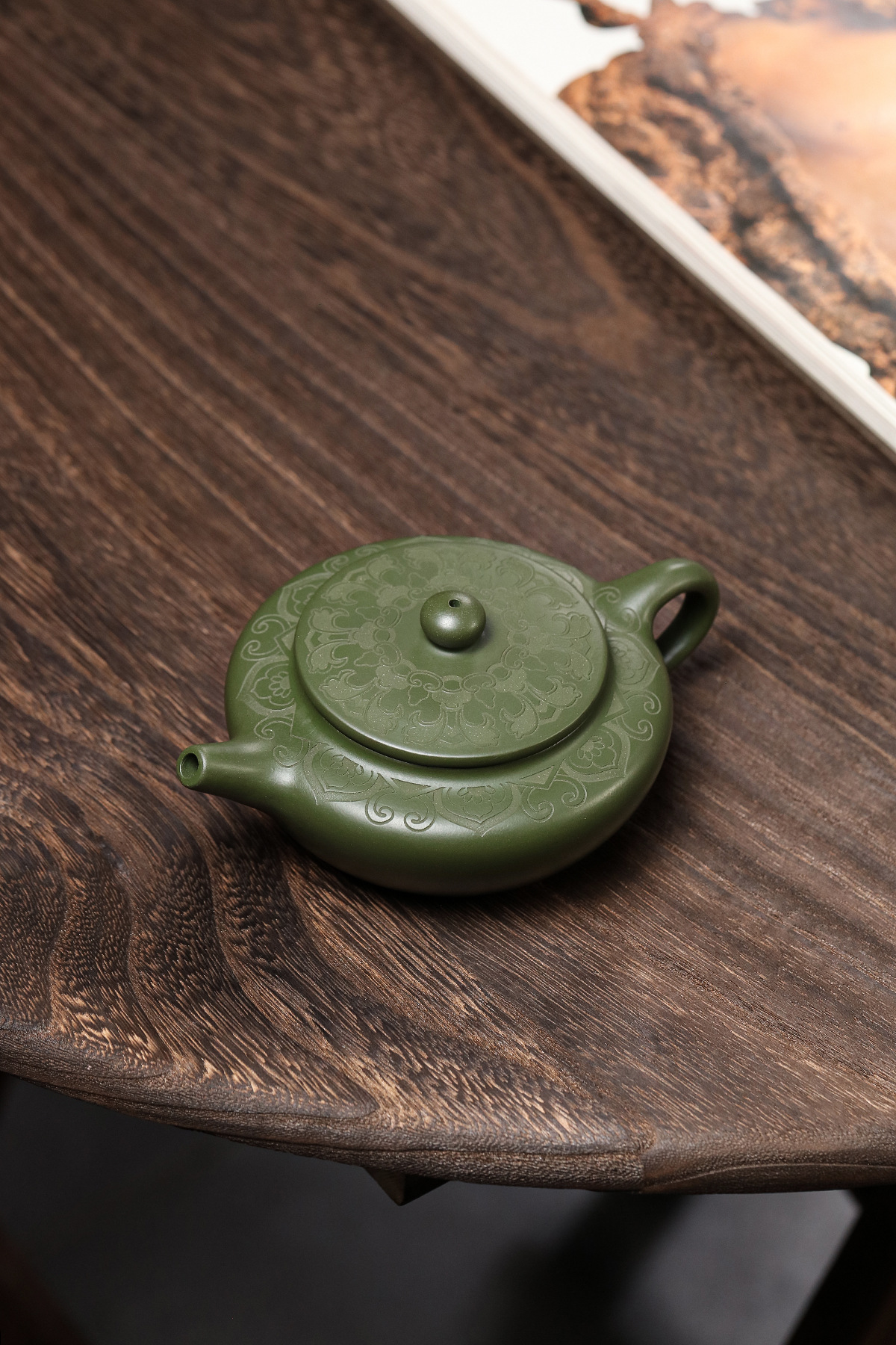 Title 1, Hand-carved flat morning purple sand teapot mad...