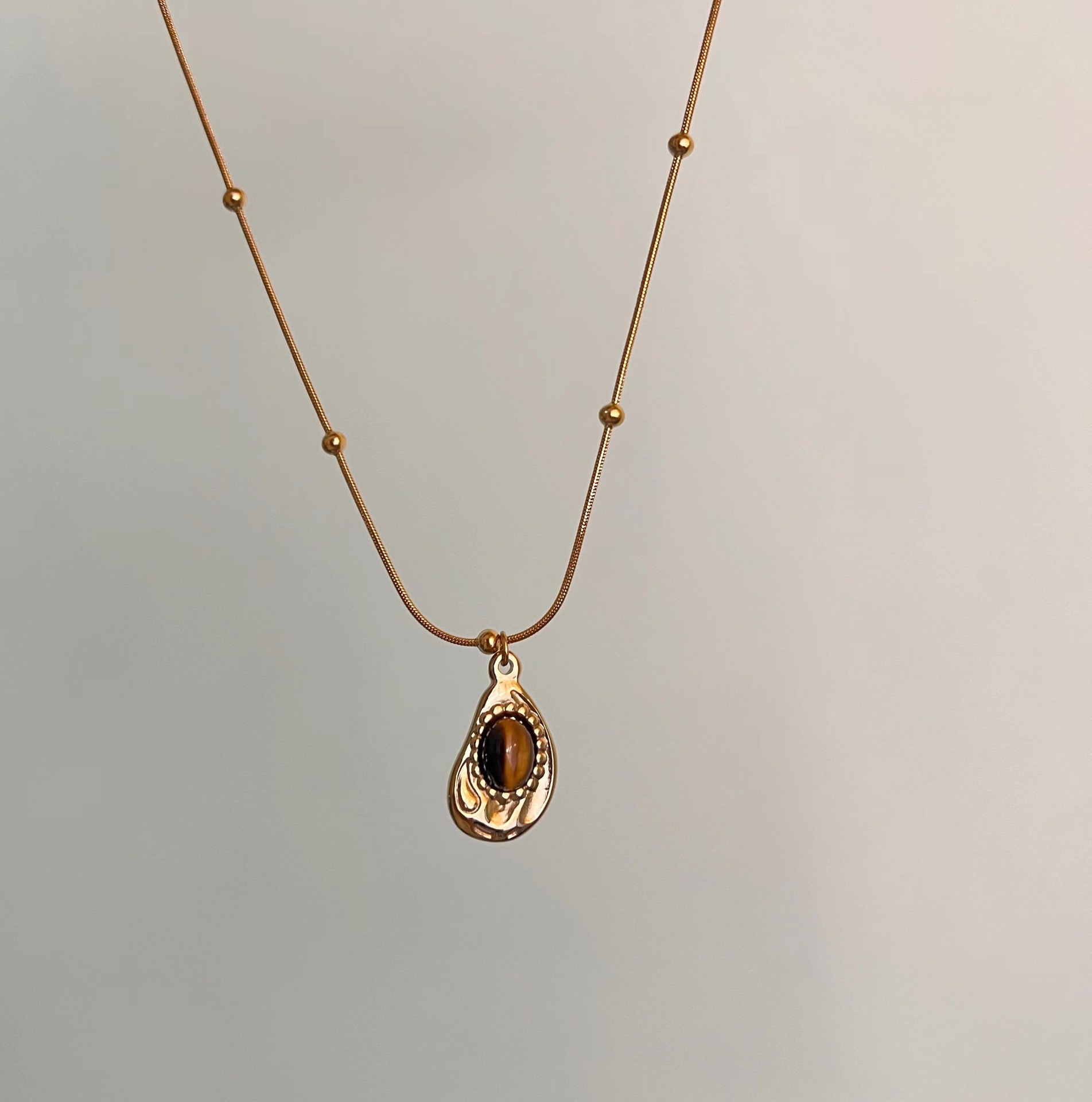 Maillard Tiger Eye Necklace Women's Titanium Steel Autumn Generous And Upscale Accessories