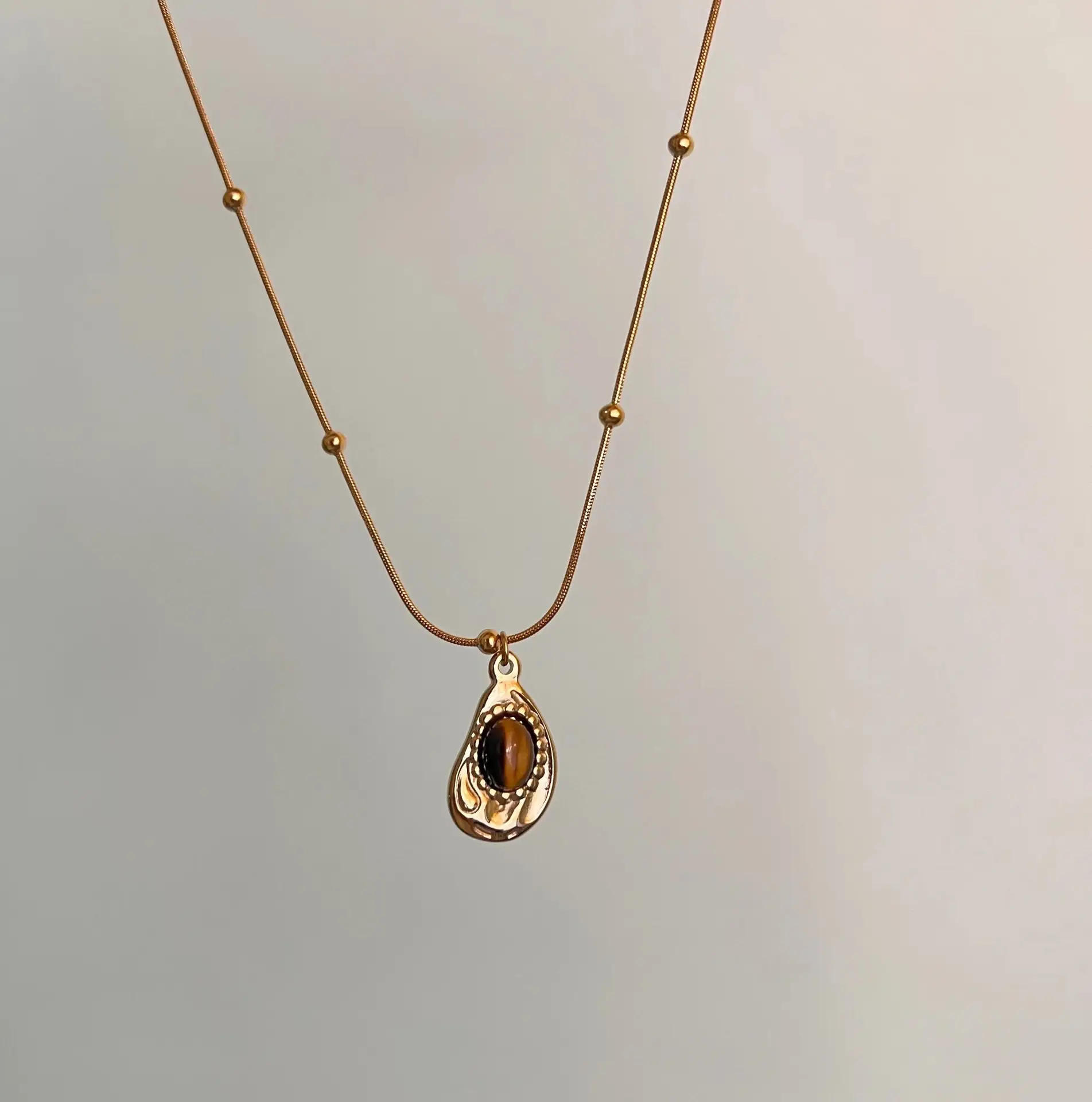 Maillard Tiger Eye Necklace Women's Titanium Steel Autumn Generous And Upscale Accessories