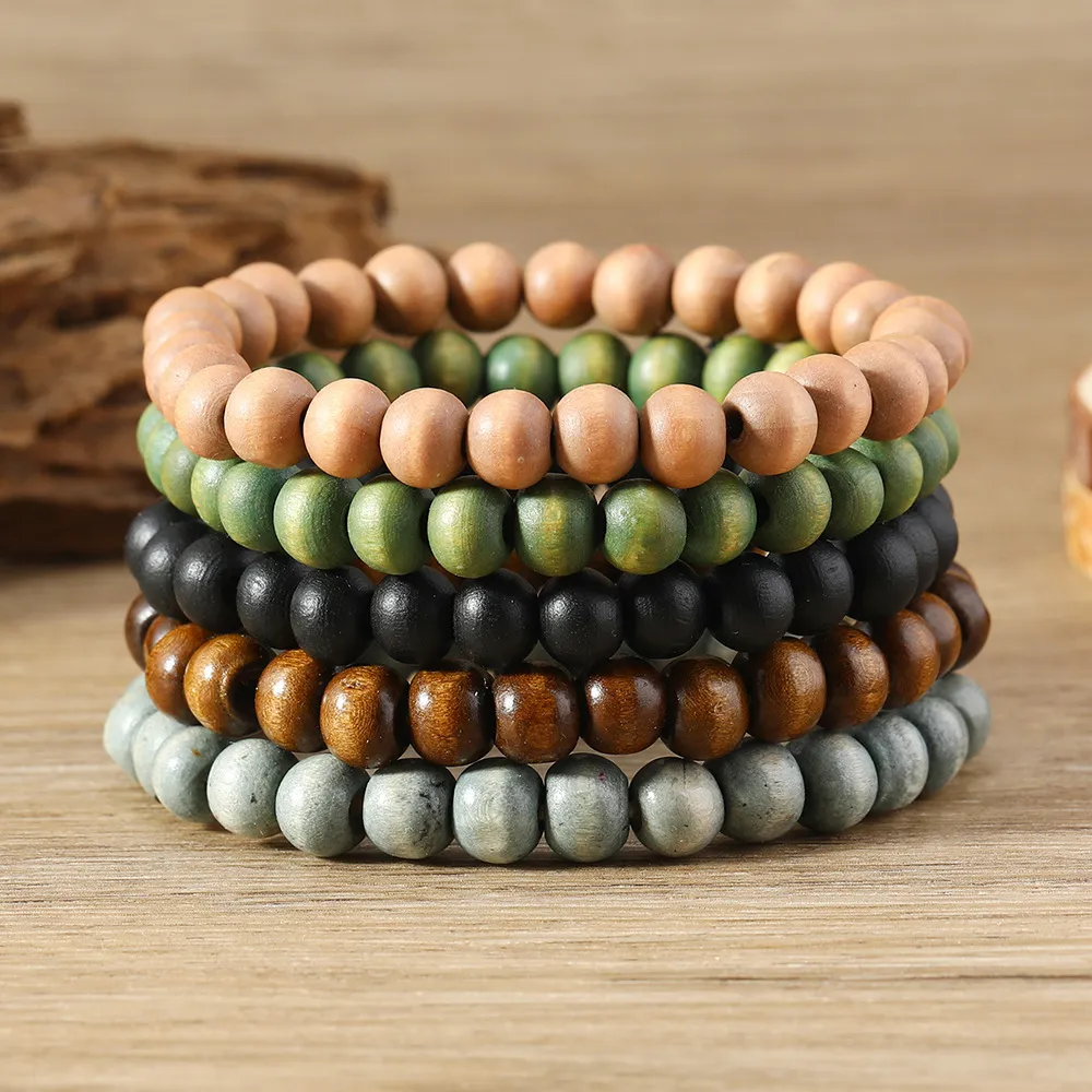 Simple Fashion Bohemian Multicolor Wooden Bead Bracelet - Multicolor