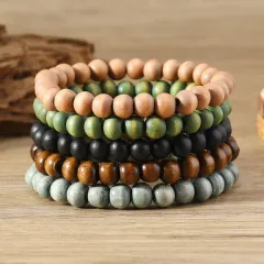 Simple Fashion Bohemian Multicolor Wooden Bead Bracelet - Multicolor - View 1