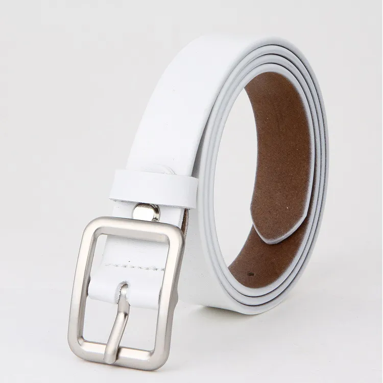 Two-layer Cowhide Women's Belt Belt Commuter Decoration - White