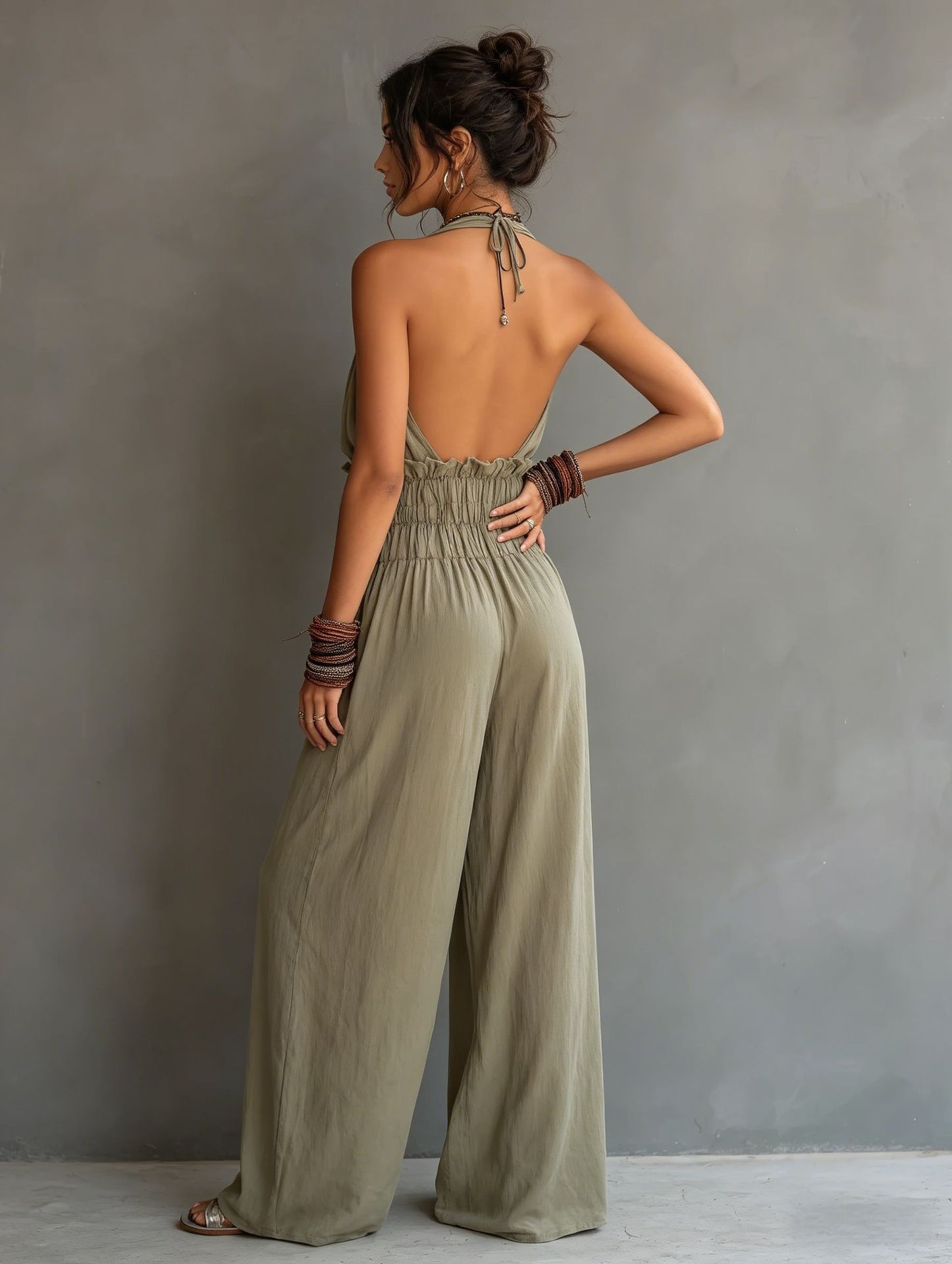 Women's V-neck halter jumpsuit – all color options
