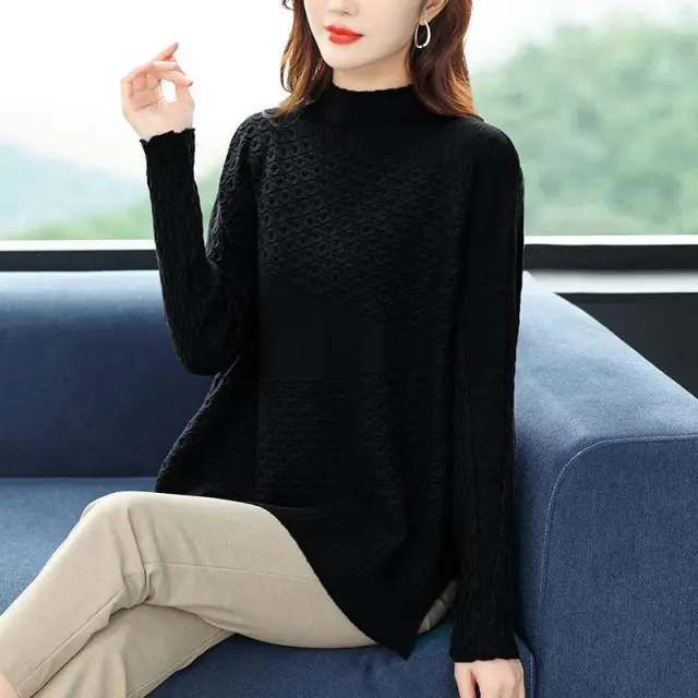 Loose And Idle Women's Plus Size Slimming Belly covering Sweater Black - Shop at LoveMi