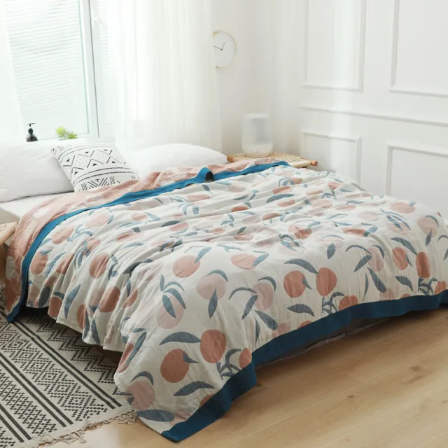Summer Pure Cotton Four layer Gauze Single Double Towel Blanket Orange Blue - Shop at LoveMi