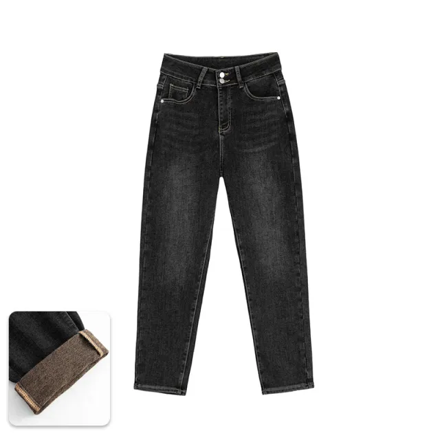 Loose Slimming High Waist Raddish Dad Jeans Black And Gray - Shop at LoveMi