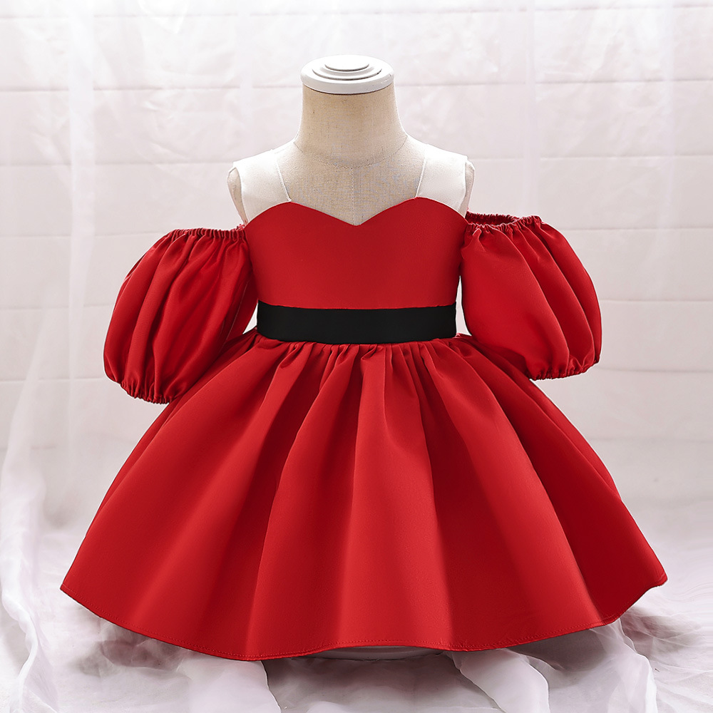 Party Festival Costumes Girls Puff Sleeve Baptism Dress