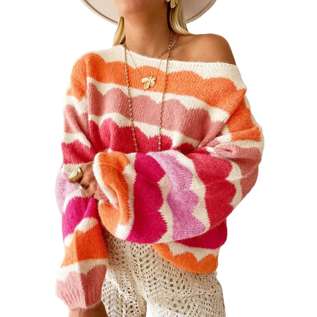 Sweater Women's Fashion Multi color Printed Long sleeved Top Lc2725266 P622 - Shop at LoveMi