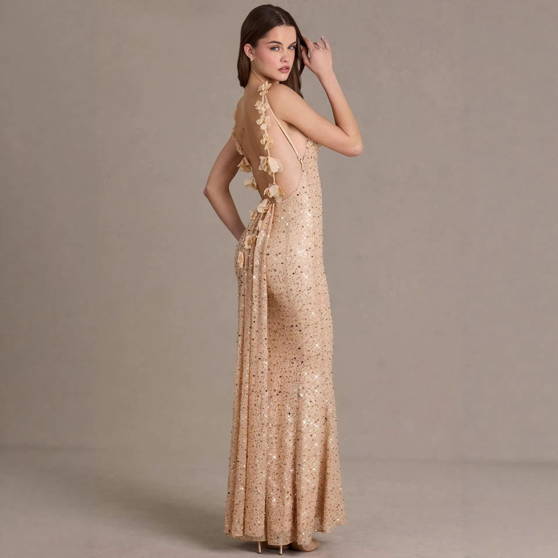 Sequin-beaded Tube Strap Backless Slim-fit Mermaid Maxi Dress 5
