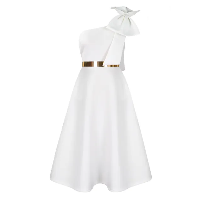 Valentines Day Fashionable Solid Color Sexy Evening Gown For Women White - Shop at LoveMi