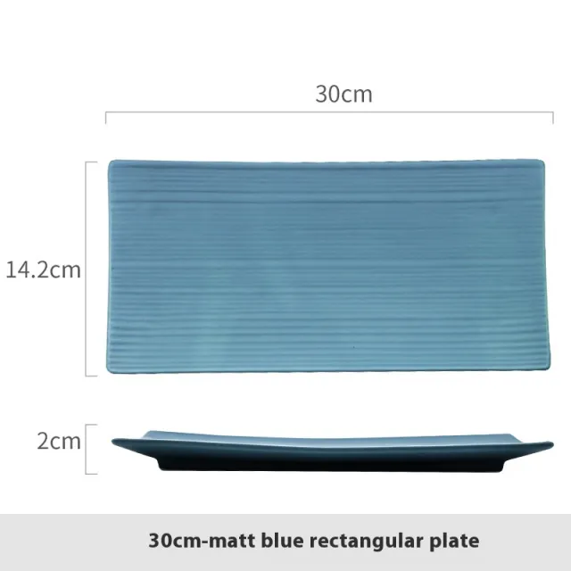 Rectangular Plate Household Minimalist Porcelain Dinner Plate 30Cm Blue - Shop at LoveMi