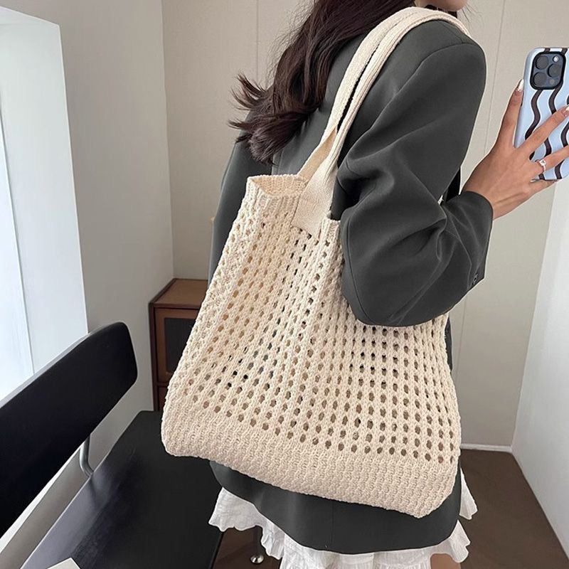 Vintage Woven Large-capacity Hollow-knit Bag For Women