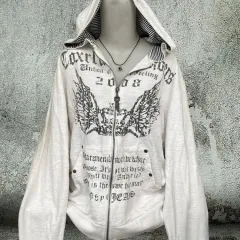 Harajuku Black Hooded Casual Coat Women - Black - View 1