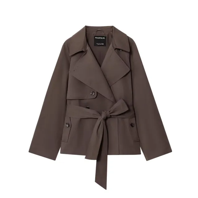 Women's Loose Short Trench Coat Gray Coffee - Shop at LoveMi