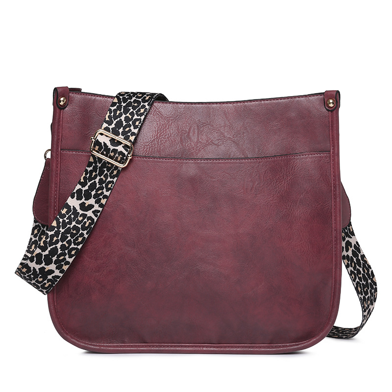 PU Leather Casual Shoulder Messenger Bag Leopard Print Shoulder Strap Tote Bag Large Capacity Minimalist Design Red - Shop at LoveMi