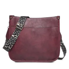 PU Leather Casual Shoulder Messenger Bag Leopard Print Shoulder Strap Tote Bag Large Capacity Minimalist Design - Red - View 1
