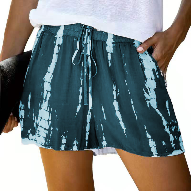 Women's Pants Amazon Wish Popular New Casual Pants Women's Summer European And American Tie-dyed Striped Wide-leg Shorts Women