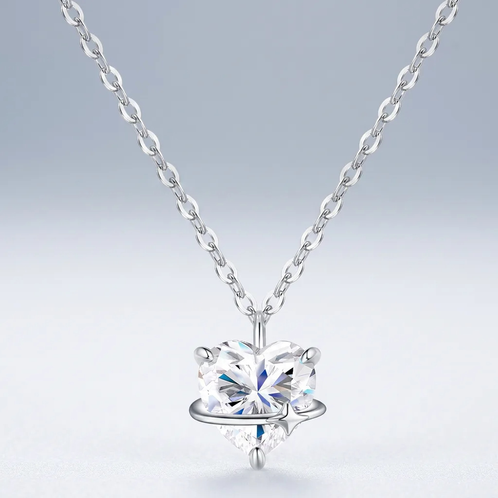 S925 Silver Creative Heart-Shaped Love Planet Necklace For Women product image
