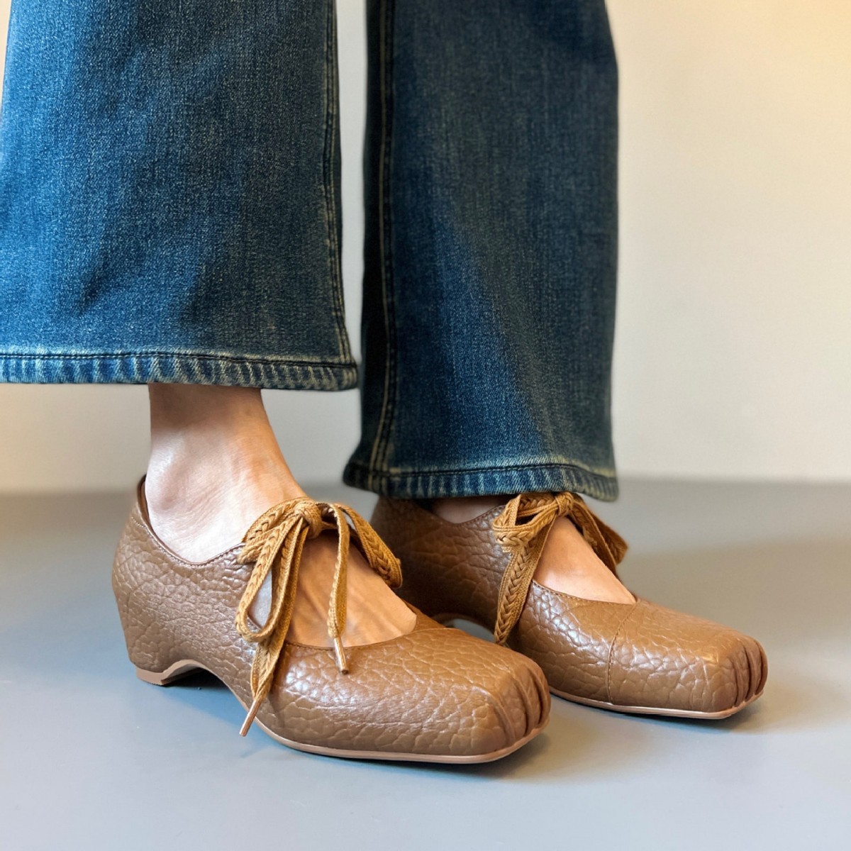 Leather Ballet Flats with Laces, picture 3 of 6