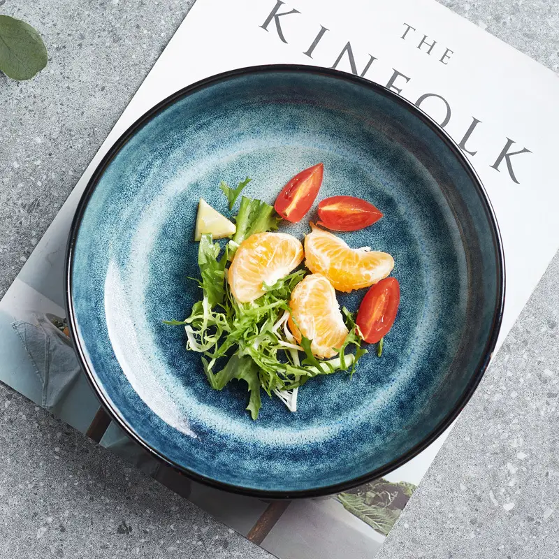 Beautiful Ceramic Plate Home Deep Plates High Edge Pasta Nordic Student Meal Tray