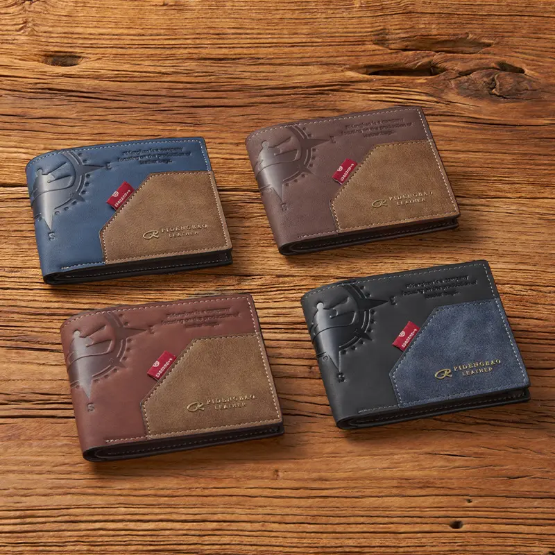 Multi-card-slot Large Capacity Pu Stitching Men's Retro