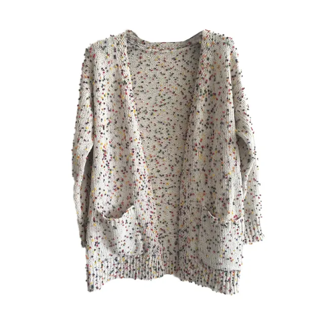 Cardigan Long Sleeve Pocket Sweater Top White - Shop at LoveMi