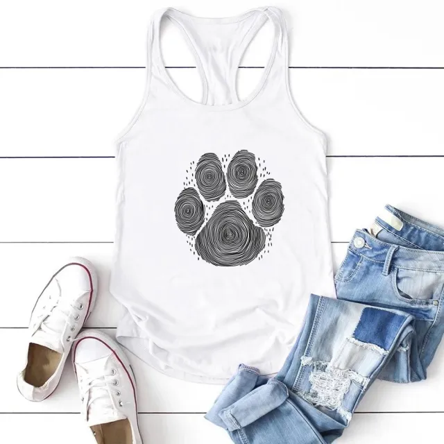 Dog's Paw Cute Foot Print Women's Vest Summer Funny White - Shop at LoveMi