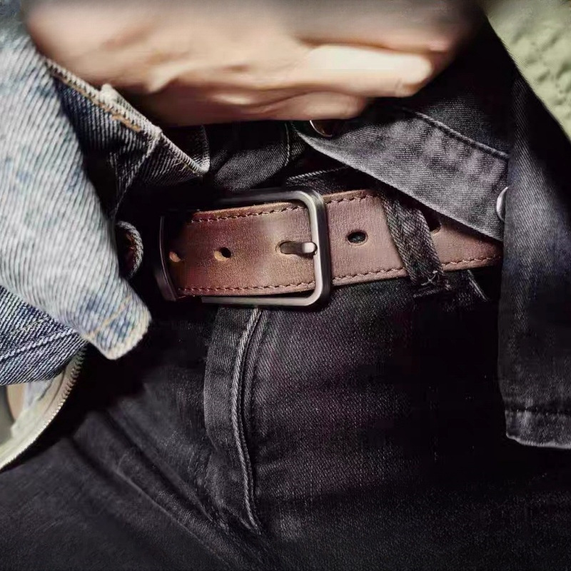 Men's Vintage Genuine Leather Belt With Pin Buckle 17 a687e74c 0345 472d a270 d5810e9a5903