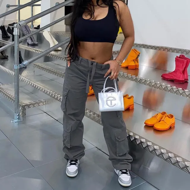 Women's Fashion High Waist Patchwork Multi pocket Jeans Dark Gray - Shop at LoveMi